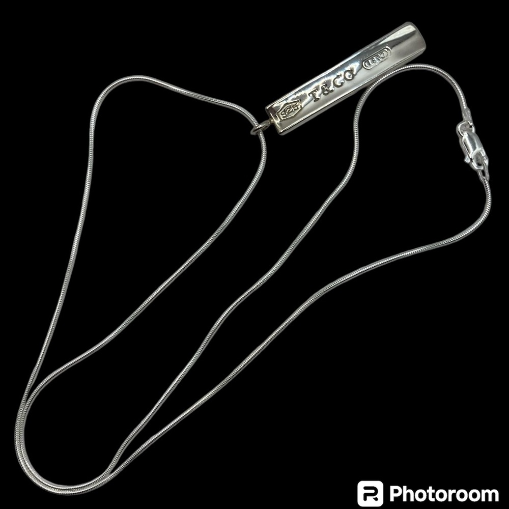 Tiffany & Co. 1837 Sterling Silver Bar Pendant & 22" Sterling Silver Chain💎